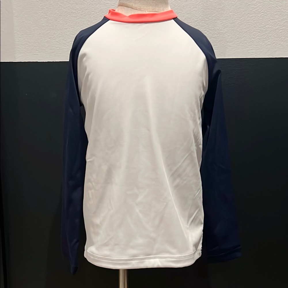 Janie and Jack White and Navy Kids Swim Rashguard